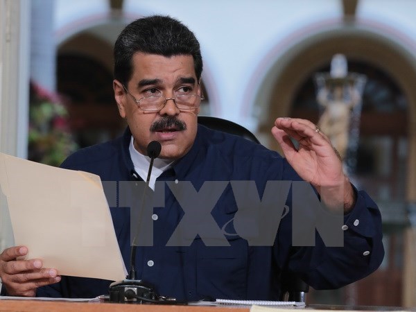 Tổng thống Venezuela Nicolas Maduro trong cuộc họp ở Caracas. (Nguồn: EPA/TTXVN)