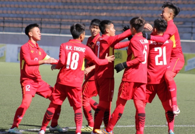 Niềm vui chiến thắng của U16 Việt Nam. Photo: AFC