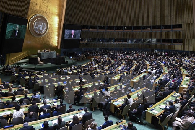 Tổng Thư ký Liên hợp quốc Antonio Guterres phát biểu tại lễ khai mạc kỳ họp cấp cao Đại hội đồng Liên hợp quốc khóa 72 tại New York ngày 19/9. (Nguồn: AFP/TTXVN)