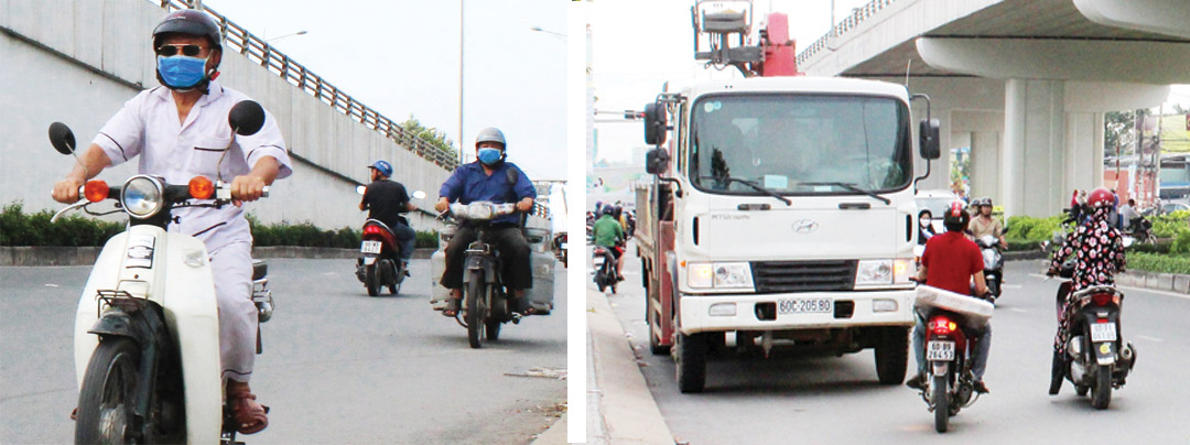 Người tham gia giao thông đi ngược chiều từ hướng cầu Sập về ngã tư Amata, đối đầu trước những phương tiện  đi thuận chiều nên rất nhiều khả năng xảy ra bất trắc, dẫn đến tai nạn.