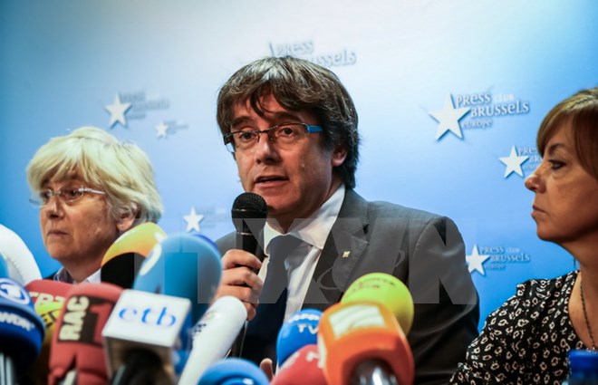 Cựu Thủ hiến bị phế truất vùng Catalonia Carles Puigdemont. (Ảnh: AFP/TTXVN)