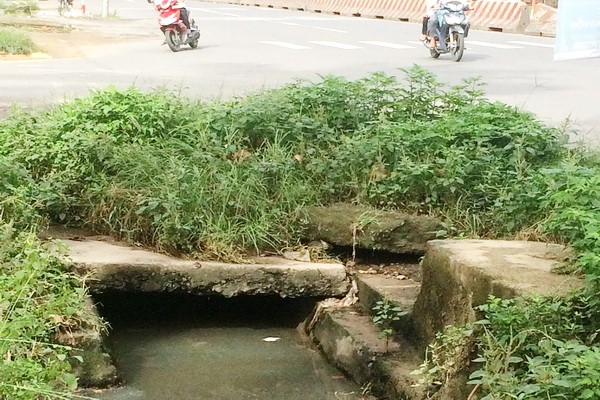 Đầu đường 29-4 (KP5, thị trấn Trảng Bom) vẫn có những miệng cống toang hoác, trở thành cái bẫy với người đi đường