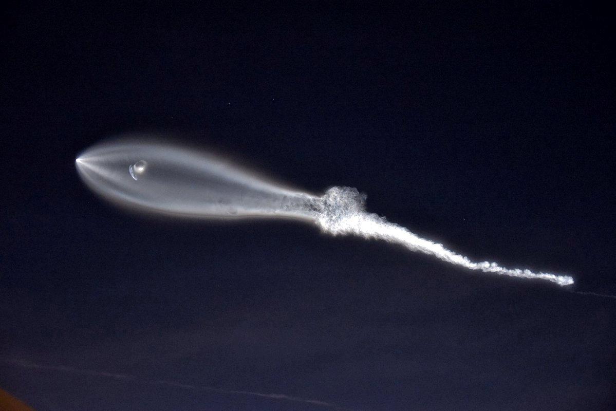 SpaceX's Falcon 9 rocket lifts off in the air, as seen from Santa Monica, California, U.S., in this December 22, 2017 picture obtained from social media.