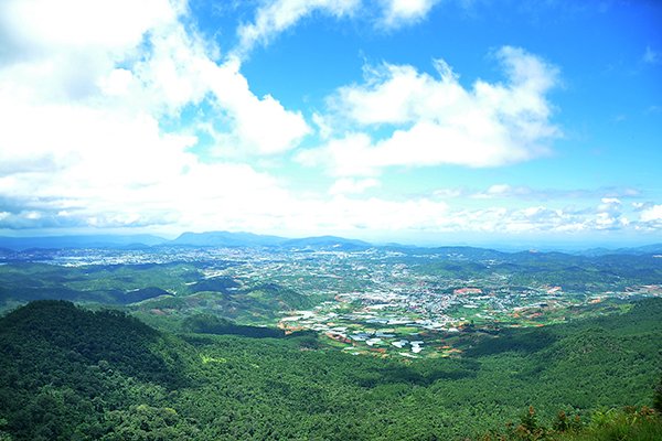 A panoramic view of Dalat City is seen from the peak of Lang Biang Mountain - PHOTO: NHAT LINH