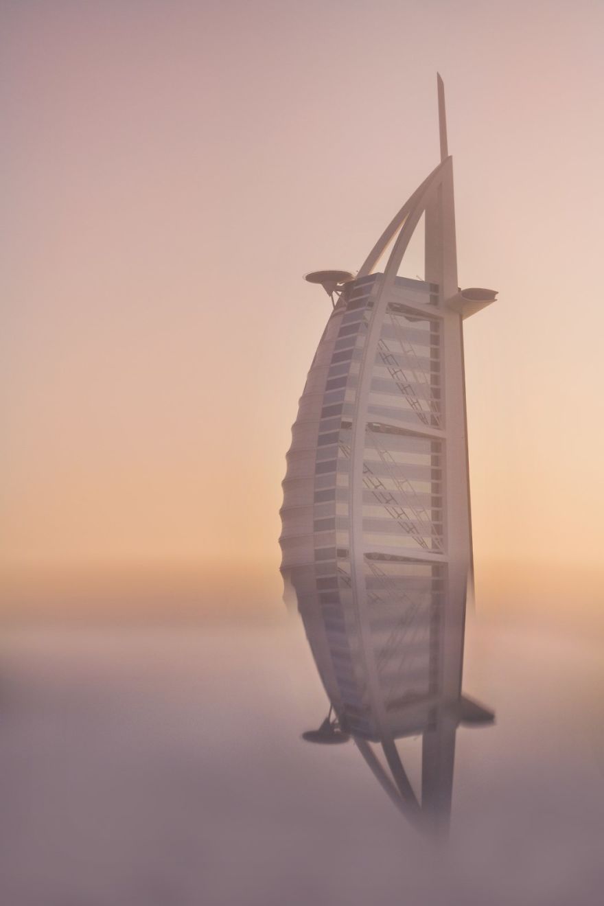 Taken from the public beach in Dubai, this reflection was taken by tilting my phone screen in front of my Olympus camera until the sky flipped upside down.