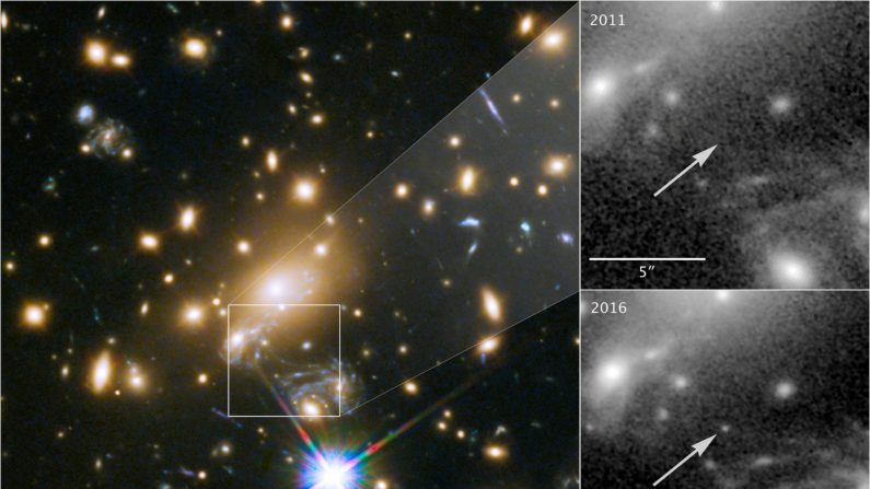 NASA’s Hubble Space Telescope image of a blue supergiant star the Icarus, the farthest individual star ever seen, is shown in this image released April 2, 2018.