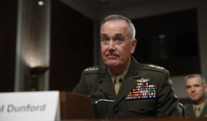 Chủ tịch Hội đồng Tham mưu trưởng liên quân Mỹ Joseph Dunford. (Nguồn: AP)