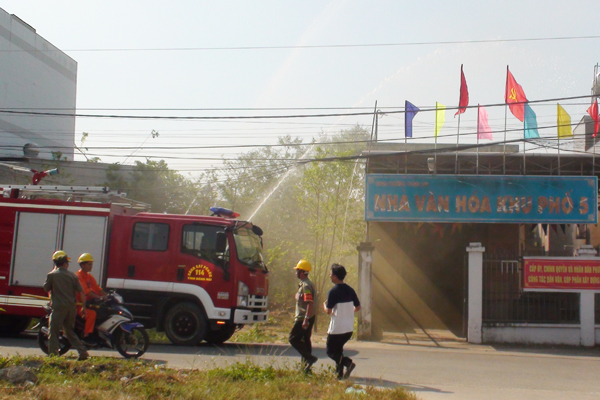 Fire drill at residential area