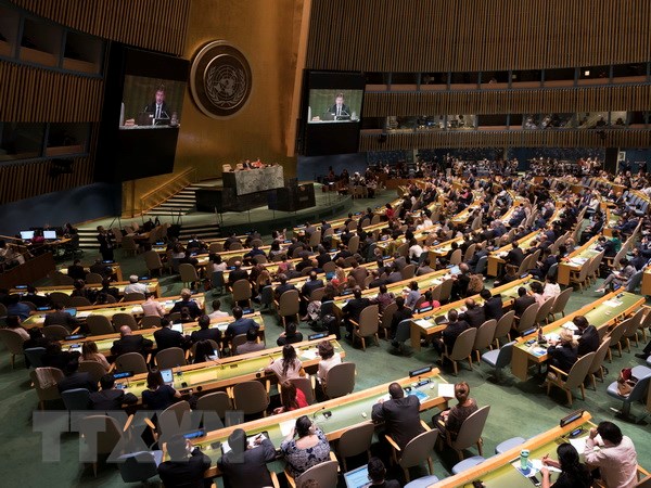 Cuộc họp của Đại hội đồng Liên hợp quốc ở New York, Mỹ. (Ảnh: AFP/TTXVN)