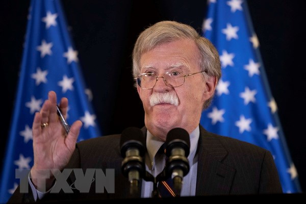 Cố vấn An ninh quốc gia Mỹ John Bolton trong cuộc họp báo tại Nhà Trắng ở Washington DC. (Nguồn: AFP/TTXVN)