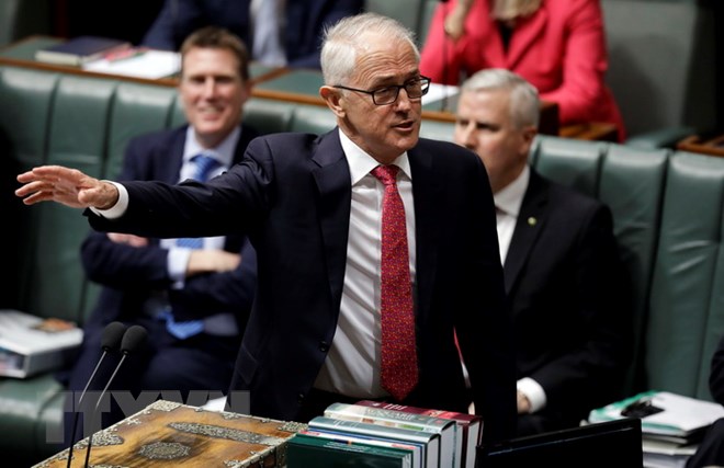 Thủ tướng Australia Malcolm Turnbull phát biểu tại phiên họp Quốc hội ở Canberra ngày 21-8. (Nguồn: AFP/TTXVN)