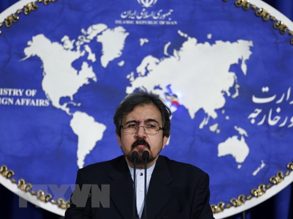 Người phát ngôn Bộ Ngoại giao Iran Bahram Qasemi tại một cuộc họp báo ở Tehran. (Ảnh: AFP/TTXVN)