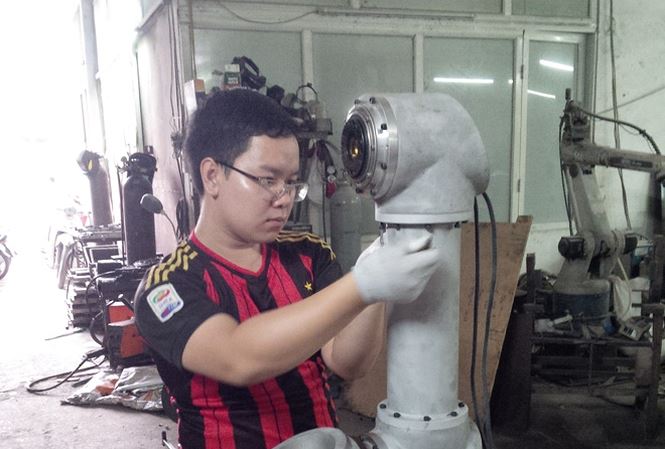 The robot could replace human arm in some steps of industrial production lines
