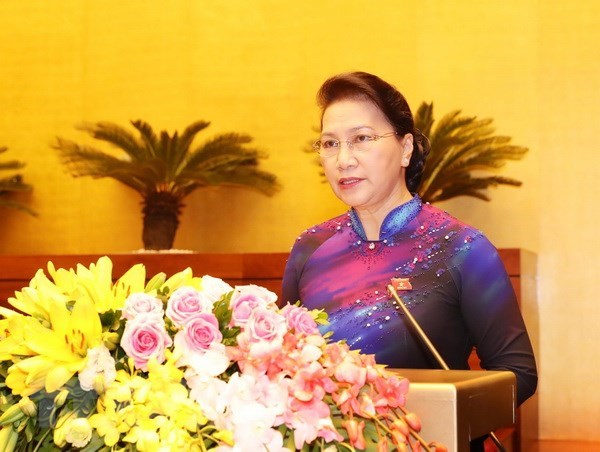 NA Chairwoman Nguyen Thi Kim Ngan speaks at the opening of the NA's sixth session (Photo: VNA)