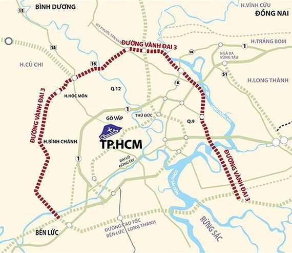 Road connecting HCM city with Dong Nai, Long An and Binh Duong provinces to be built