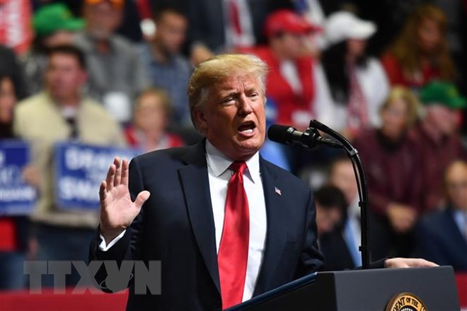 Tổng thống Mỹ Donald Trump trong cuộc vận động bầu cử cho đảng Cộng hòa tại McKenzie Arena, Chattanooga, Tennessee ngày 4-11/2018. (Ảnh: AFP/ TTXVN)