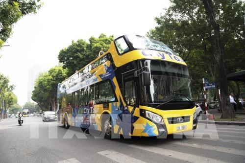 The new double-decker bus run by the Vietnam Tourism Hanoi