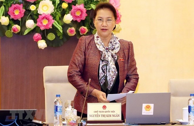 NA Chairwoman Nguyen Thi Kim Ngan addresses the opening of the NA Standing Committee's 29th session