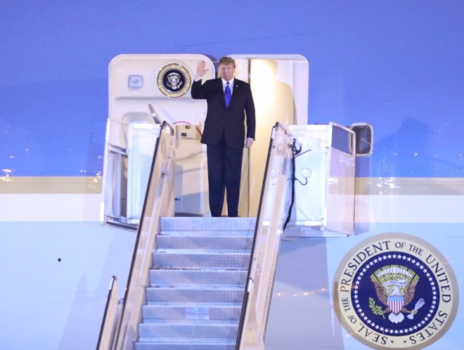 US President Donald Trump at Noi Bai International Airport, Hanoi