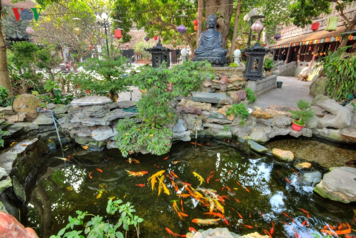   A pool of fish can also be seen inside the pagoda.