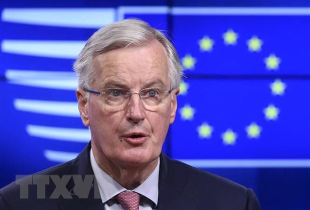 Trưởng phái đoàn đàm phán Brexit của EU Michel Barnier tại cuộc họp báo ở Brussels, Bỉ. (Nguồn: AFP/TTXVN)