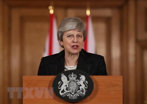 Thủ tướng Anh Theresa May phát biểu tại thủ đô London ngày 20-3 vừa qua. (Ảnh: AFP/TTXVN)