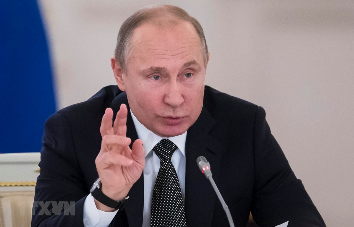 Ảnh tư liệu: Tổng thống Nga Vladimir Putin phát biểu tại cuộc họp ở Moskva. (Nguồn: AFP/TTXVN)