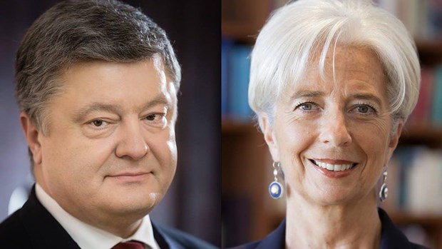 Tổng thống Ukraine Petro Poroshenko và Tổng Giám đốc Quỹ Tiền tệ quốc tế (IMF) Christine Lagarde. (Nguồn: Interfax-Ukraine)