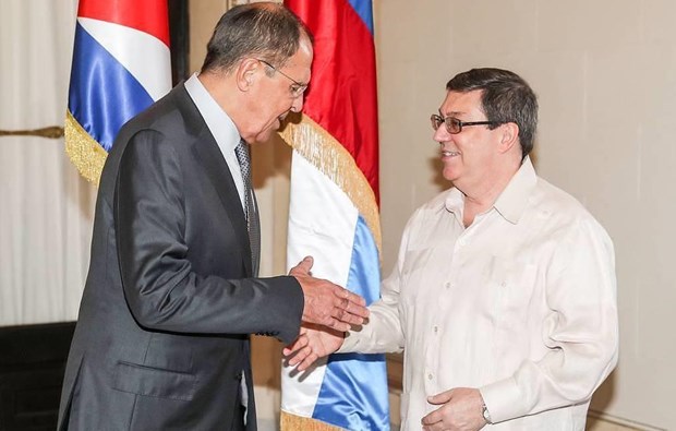 Bộ trưởng Ngoại giao Cuba Bruno Rodríguez và người đồng cấp Nga Sergei Lavrov trong cuộc gặp ở La Habana. (Nguồn: TASS)