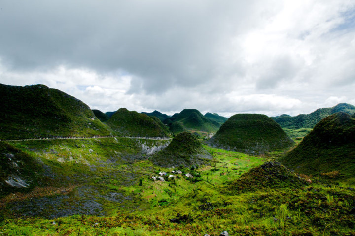 The green Dong Van Stone plateau in Ha Giang.