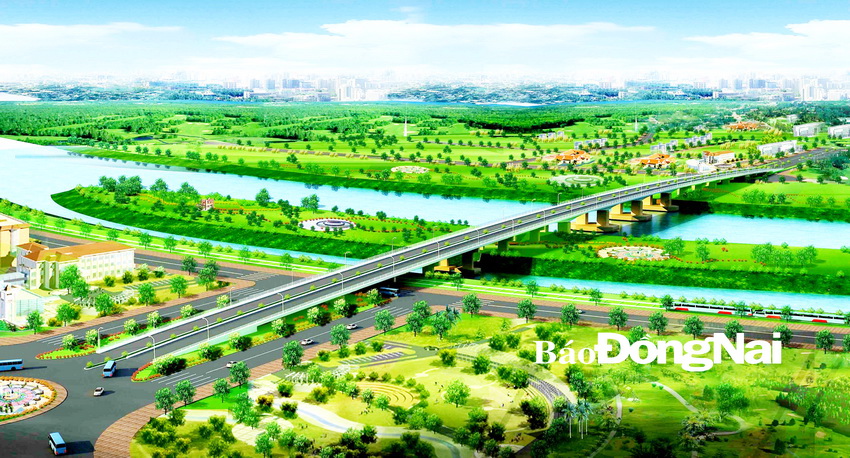 Phối cảnh cầu Thống Nhất bắc qua sông Cái