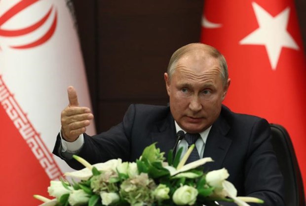 Tổng thống Nga Vladimir Putin phát biểu ngày 16-9 trong cuộc họp báo ở Ankara, Thổ Nhĩ Kỳ. (Nguồn: Getty Images)