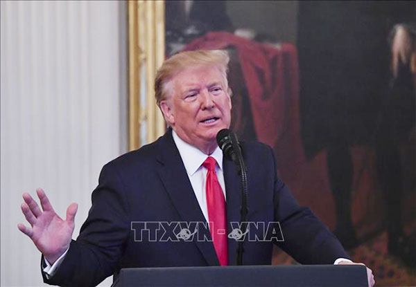Tổng thống Mỹ Donald Trump phát biểu tại Washington, DC. Ảnh: AFP/TTXVN