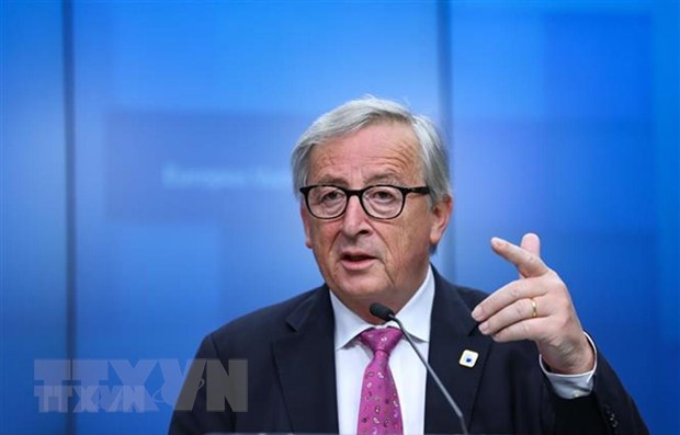 Chủ tịch Ủy ban châu Âu Jean-Claude Juncker trong cuộc họp báo ở Brussels, Bỉ ngày 21-6-2019. (Nguồn: THX/TTXVN)