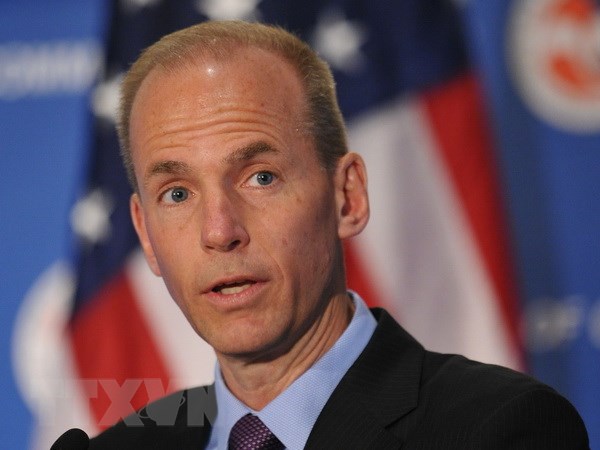 Giám đốc điều hành (CEO) hãng Boeing Dennis Muilenburg tại hội nghị ngành hàng không ở Washington, DC., ngày 3-4/-014. (Ảnh: AFP/TTXVN)