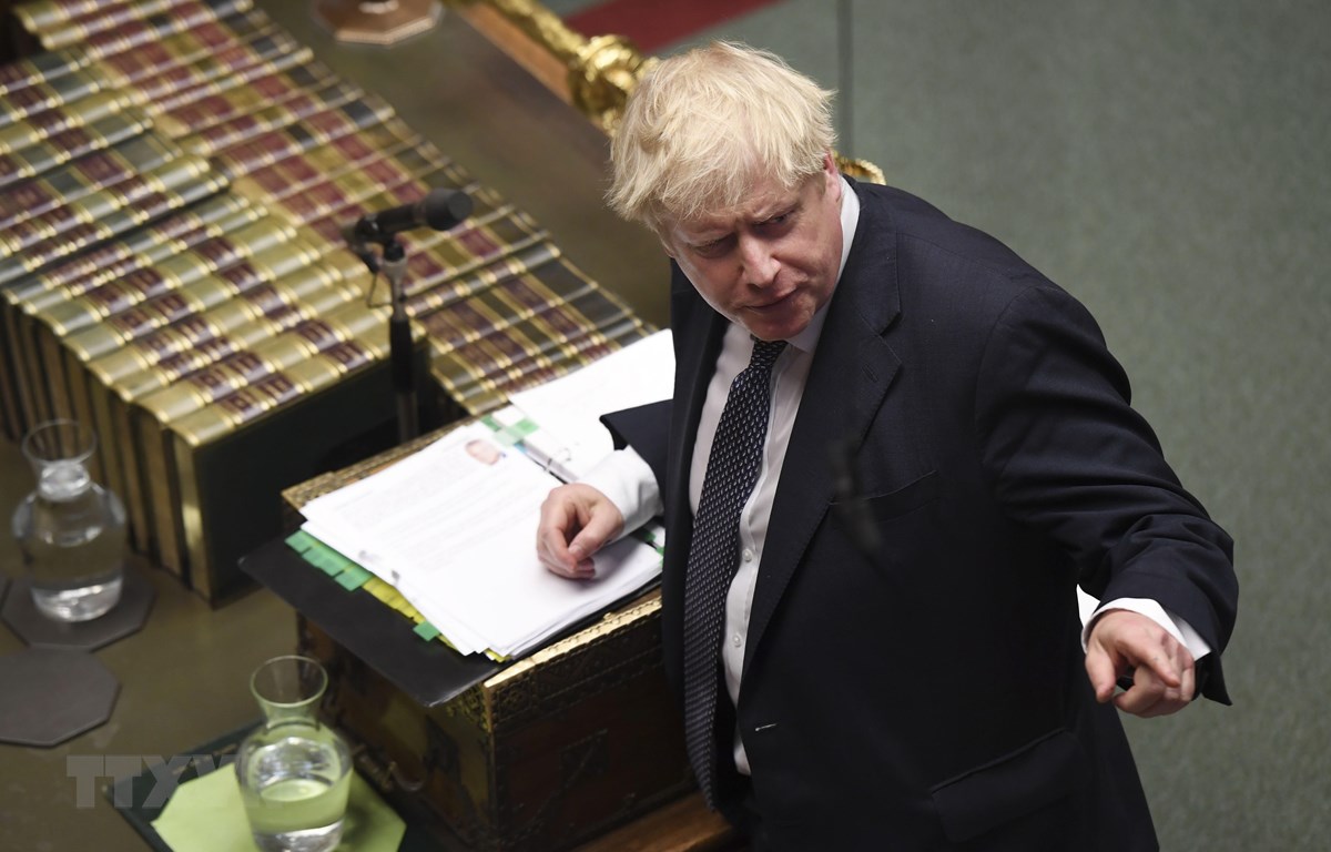 Thủ tướng Anh Boris Johnson phát biểu trong phiên họp Hạ viện tại thủ đô London ngày 23-10-2019. (Ảnh: THX/TTXVN)