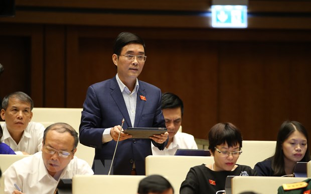  Đại biểu Quốc hội tỉnh Phú Thọ Hoàng Quang Hàm phát biểu. (Ảnh: Dương Giang/TTXVN)