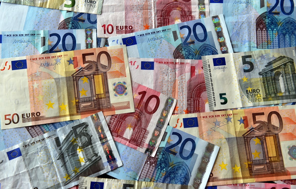 Đồng euro tại Lille, Pháp. (Ảnh: AFP/TTXVN)