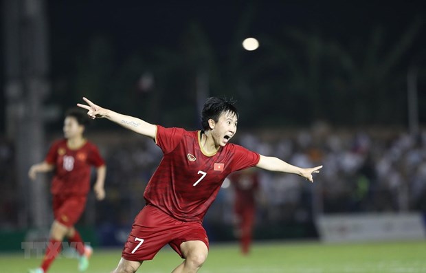 Nguyen Thi Tuyet Dung doubles the score in the 84th minute. (Photo: VNA)