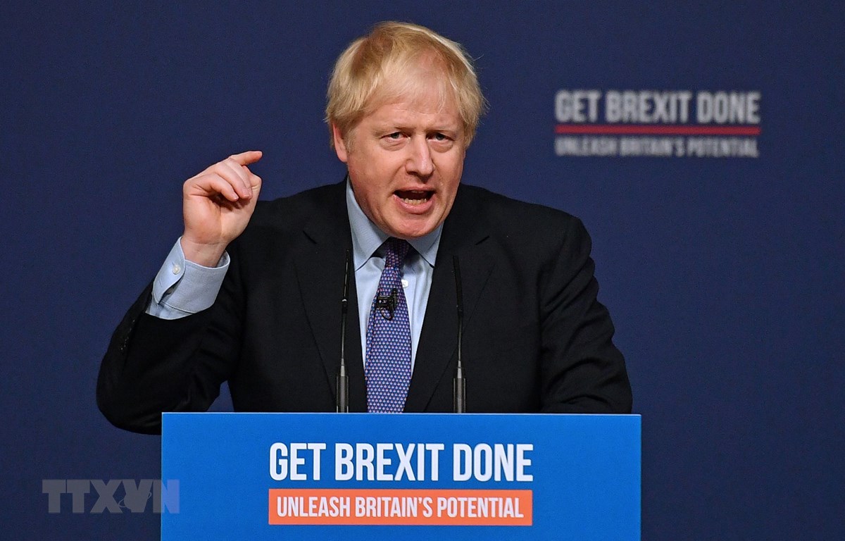 Thủ tướng Anh Boris Johnson phát biểu tại Telford, ngày 24/11/2019. (Ảnh: AFP/ TTXVN)