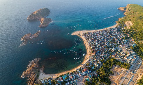 An aerial view of Nhon Hai Beach, a popular tourist destination in Quy Nhon Town, Binh Dinh Province. Photo by Pham Huy Trung.