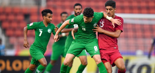  U23 Saudi Arabia (áo xanh) chia điểm trước U23 Qatar. (Nguồn: AFC)