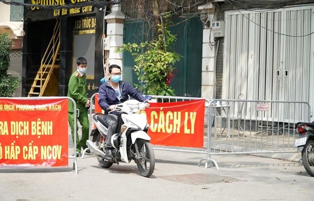 A quarantined area in Hanoi 