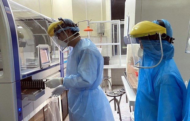 Health workers carry out tests for the novel coronavirus SARS-CoV-2 (Photo: VNA)