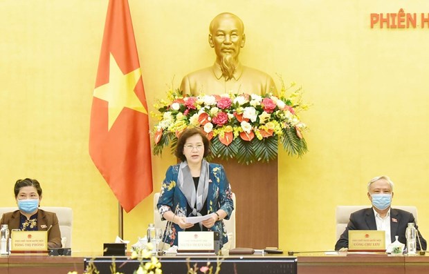 NA Chairwoman Nguyen Thi Kim Ngan speaks at the closing session. (Photo: VNA)