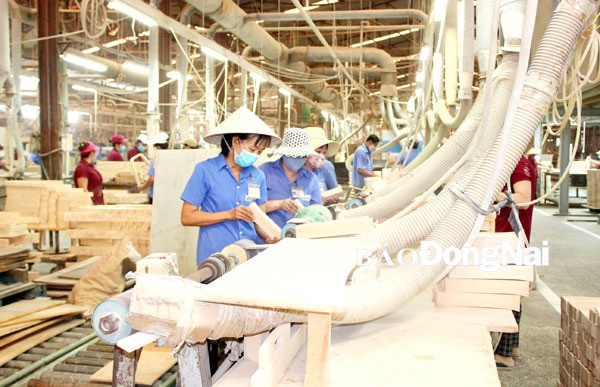 At a wood processing factory in Đồng Nai. The wood processing industry has encountered difficulties due to the impact of the Covid-19 pandemic. — Photo Đồng Nai newspaper