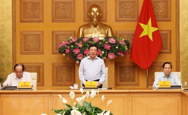 Deputy Prime Minister and Minister of Foreign Affairs Pham Binh Minh speaks at the meeting. (Photo: VNA)