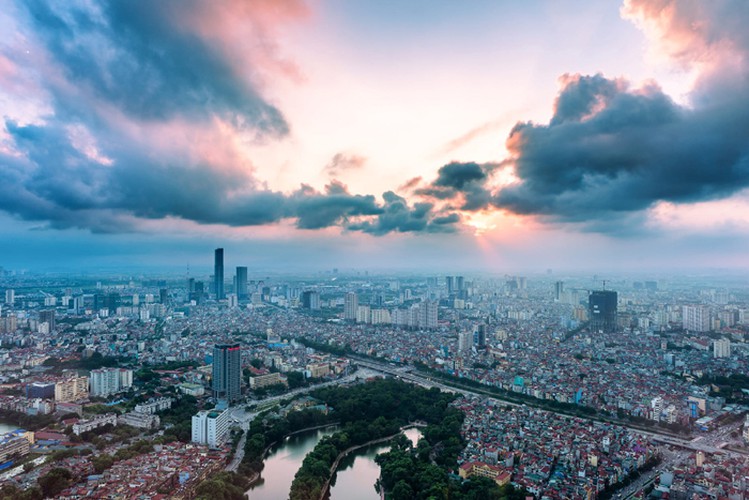 A dramatic aerial view taken above Hanoi showcases the capital’s skyline. (Photo: Vladimir Bolshakov / 500px.com)