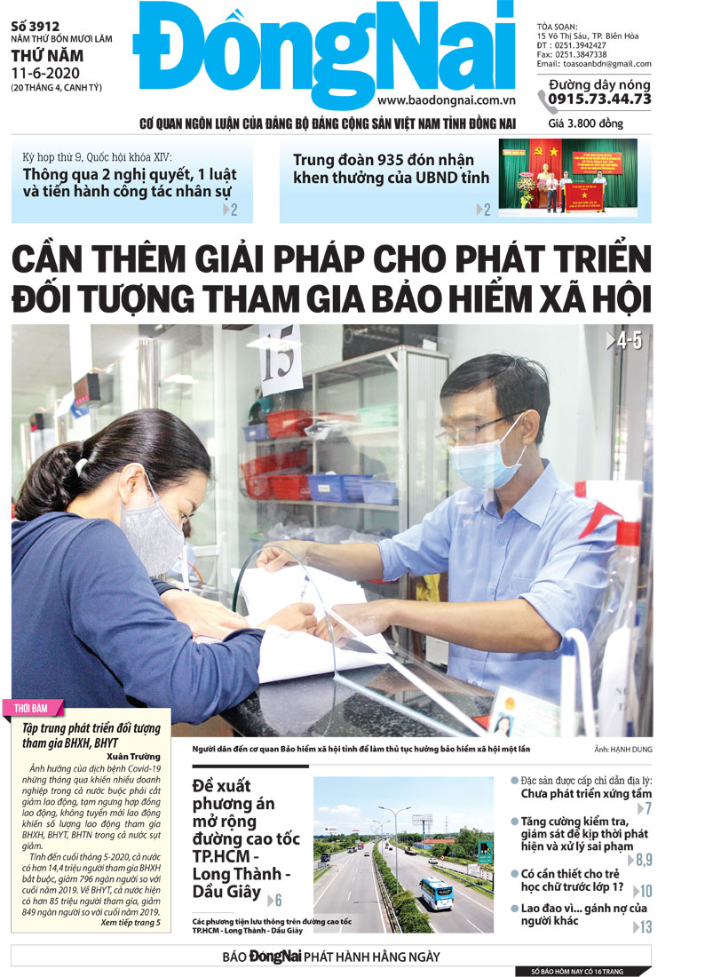 Tin tức nổi bật trên Báo Đồng Nai ra ngày 11-6-2020
