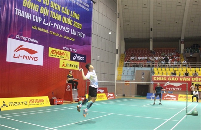 Players compete in the National Team Badminton Championship in Hải Dương Province. Photo haiduong.gov.vn